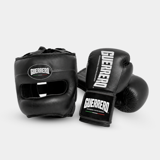 Guantoni Titan Più Caschetto Max Vision Nero in vera pelle | Guerrero