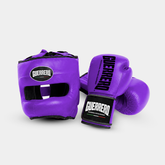 Guantoni Titan Più Caschetto Max Vision Viola in vera pelle | Guerrero