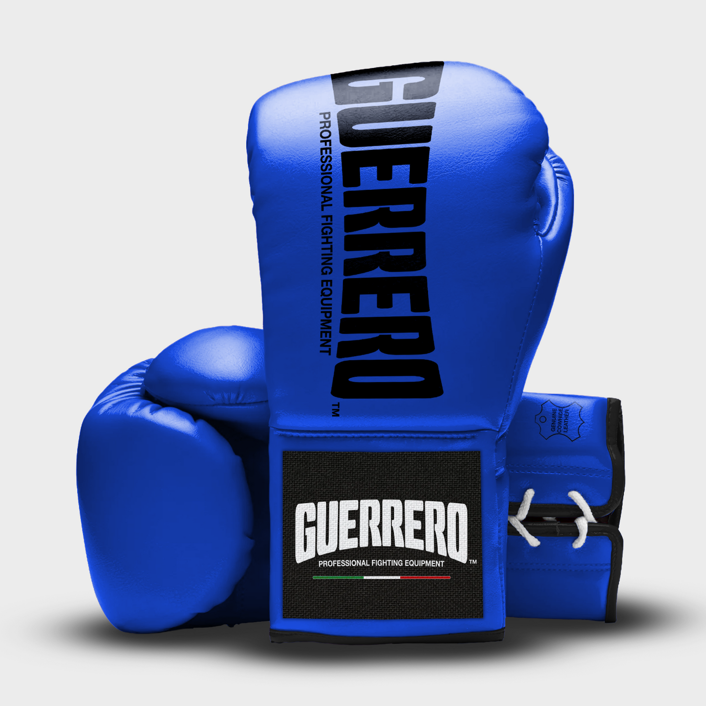 Guantoni da Boxe in Vera Pelle Laces Blu | Guerrero™
