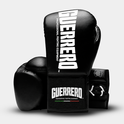 Guantoni da Boxe in Vera Pelle Lace Neri | Guerrero™