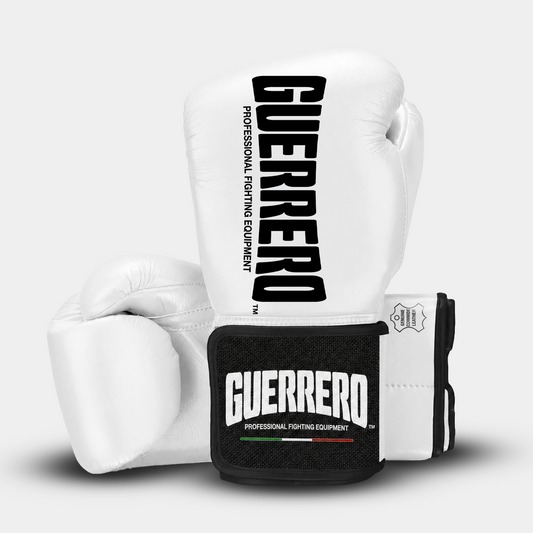 Guantoni da Boxe in Vera Pelle PRO Bianchi Guerrero™