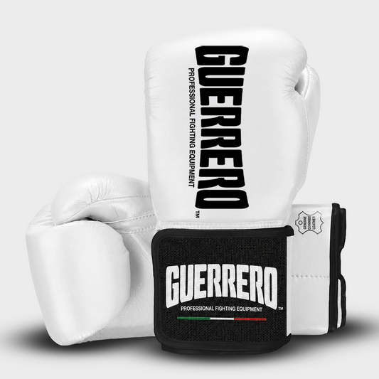 Guantoni da Boxe in Vera Pelle HMX Bianchi Guerrero™