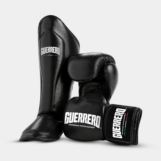 Guantoni Titan PRO Più Paratibie Impact Neri in Vera Pelle | Guerrero™