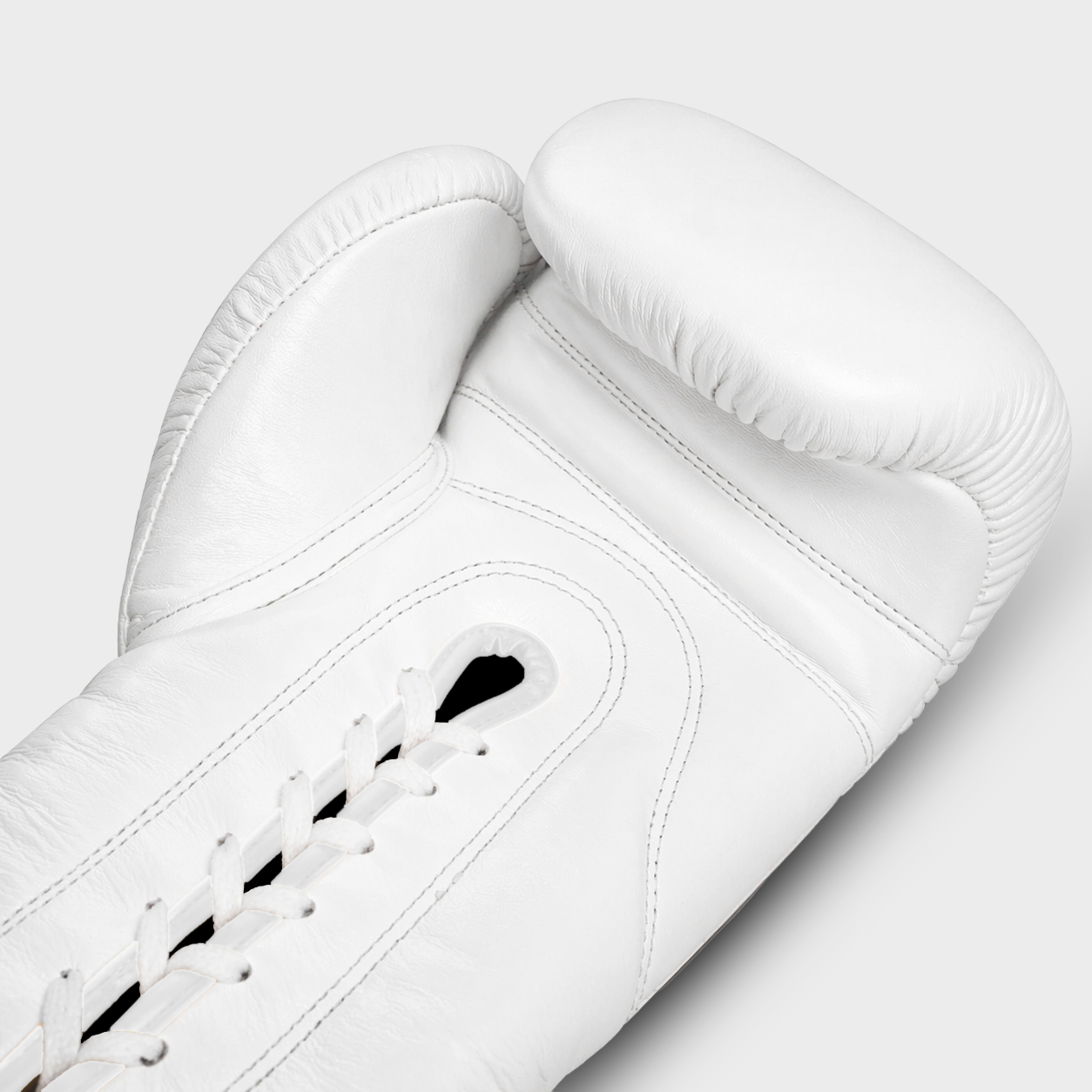 Guantoni da Boxe in Vera Pelle Laces Bianchi | Guerrero™