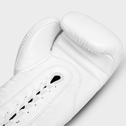 Guantoni da Boxe in Vera Pelle Laces Bianchi | Guerrero™