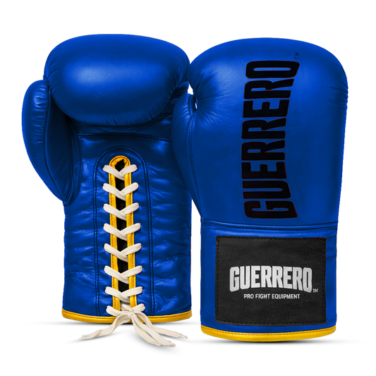 Guantoni da Boxe in Vera Pelle Titan Lace Blu | Guerrero™