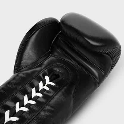 Guantoni da Boxe in Vera Pelle Lace Neri | Guerrero™