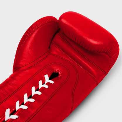 Guantoni da Boxe in Vera Pelle Lace Rossi | Guerrero™