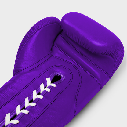 Guantoni da Boxe in Vera Pelle Laces Viola | Guerrero™