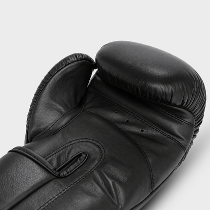 Guantes de boxeo Guerrero™ Black PRO de cuero genuino