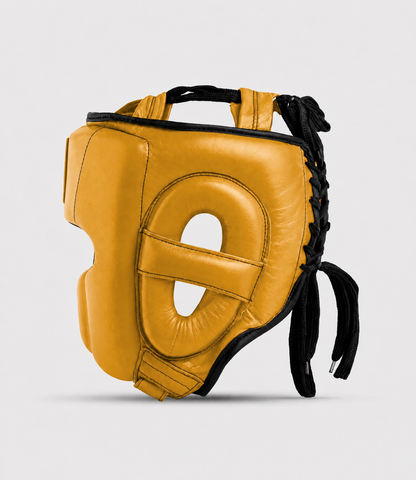 Casque de boxe Full Guard Gold en cuir véritable | Guerrero™