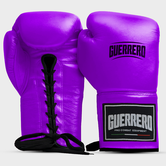 Guantoni da Boxe Iron Impact Viola In Vera Pelle | Guerrero™
