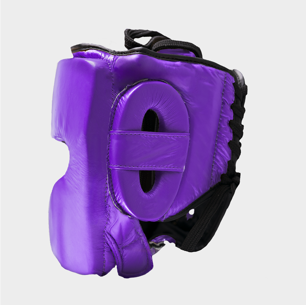 Caschetto da Boxe Full Guard Viola In Vera Pelle | Guerrero™