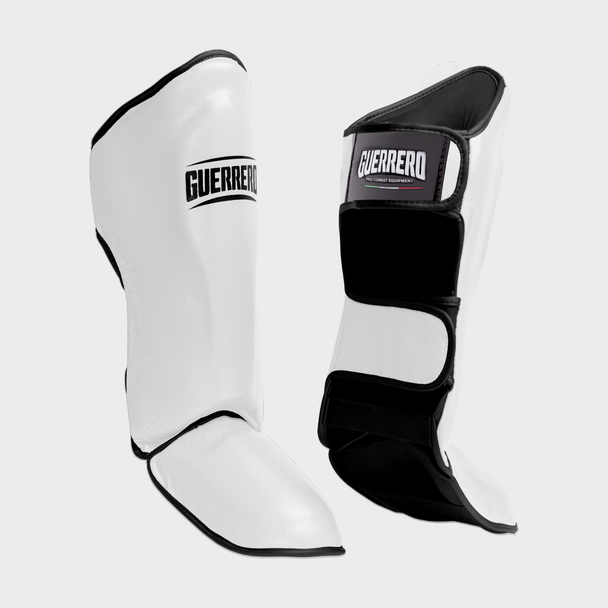 Paratibie Da Combattimento Impact Bianche In Vera Pelle | Guerrero™