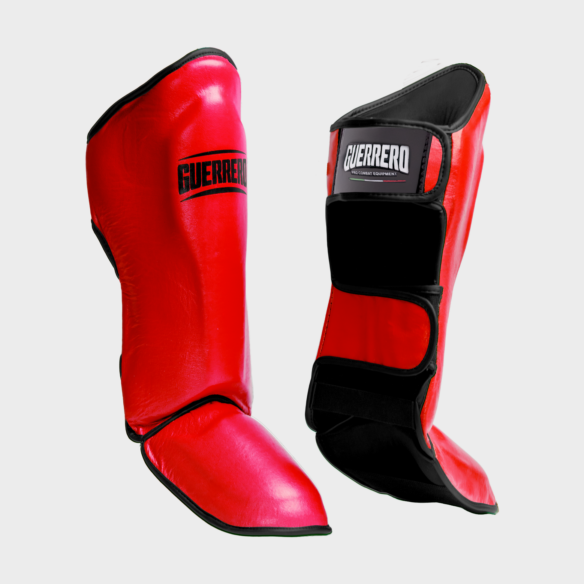 Paratibie Da Combattimento Impact Rosse In Vera Pelle | Guerrero™