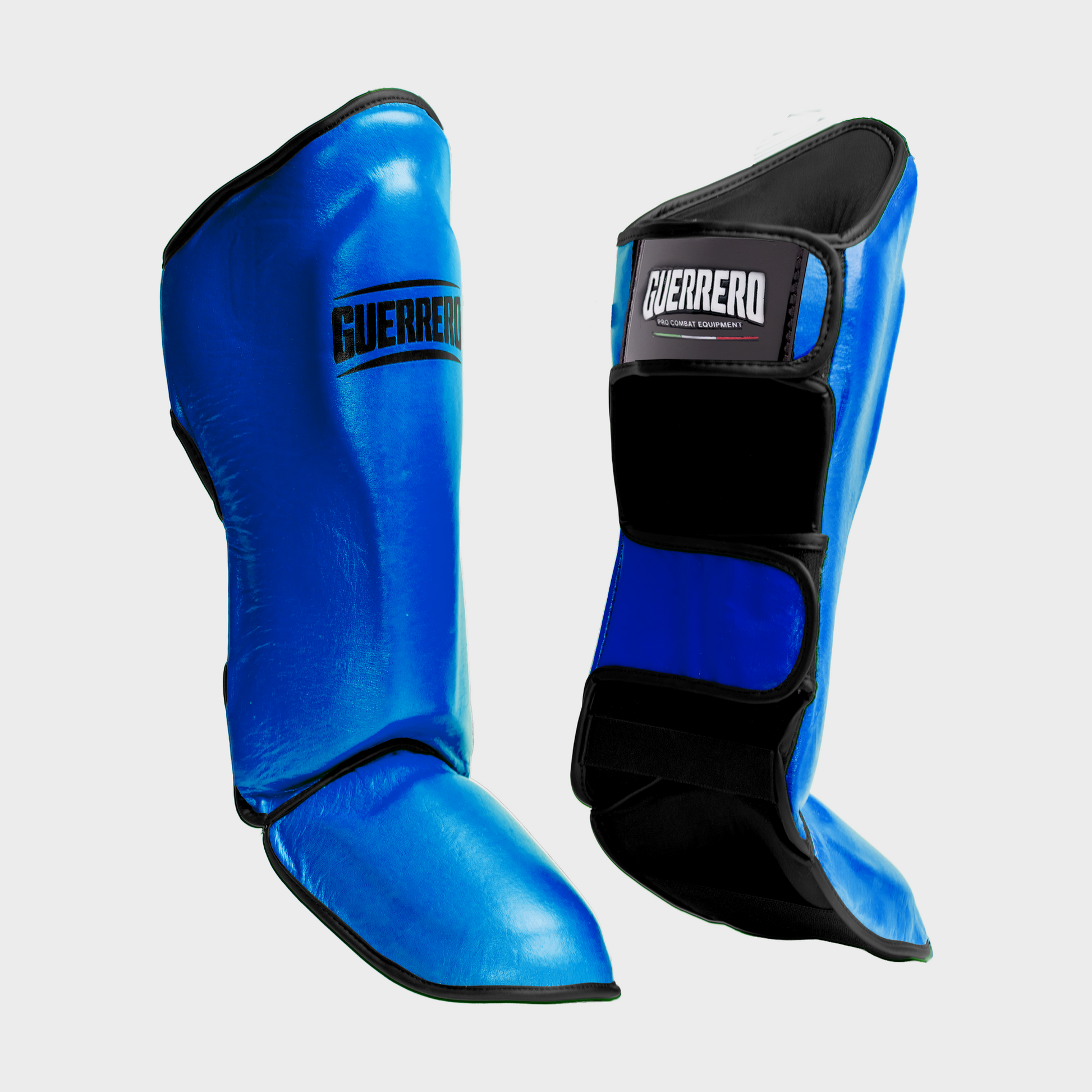 Paratibie Da Combattimento Impact Blu In Vera Pelle | Guerrero™