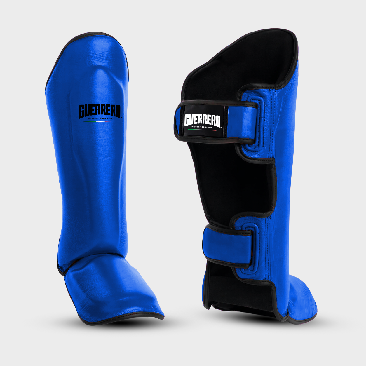 Impact Blue Real Leather Combat Shin Guards | Guerrero™