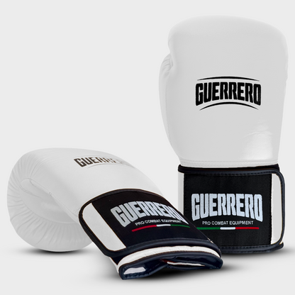 Guerrero™ White Genuine Leather Muay Thai Kickboxing Gloves