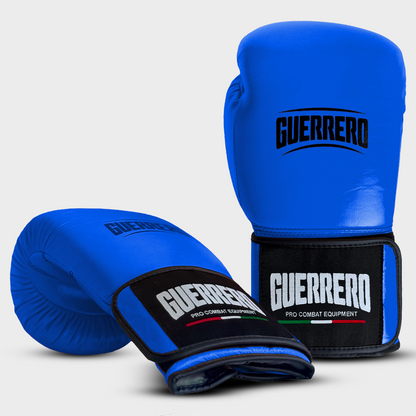 Guerrero™ Blue Genuine Leather Muay Thai Kickboxing Gloves