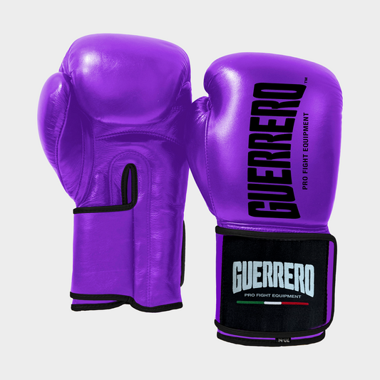 Guantoni da Boxe in Vera Pelle PRO Fight 2 Viola Guerrero™