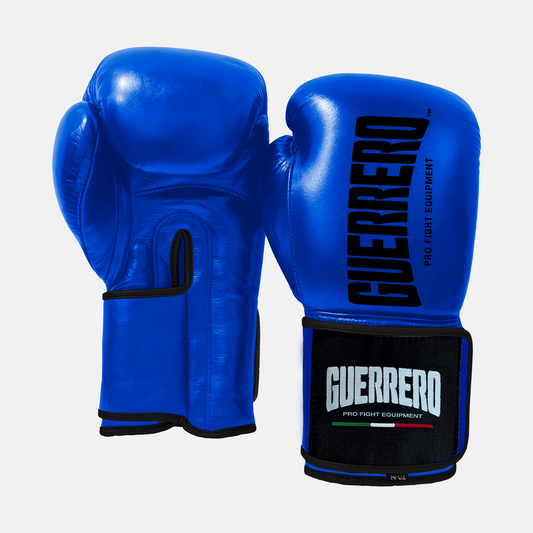 Guantoni da Boxe in Vera Pelle PRO Fight 2 Blu Guerrero™