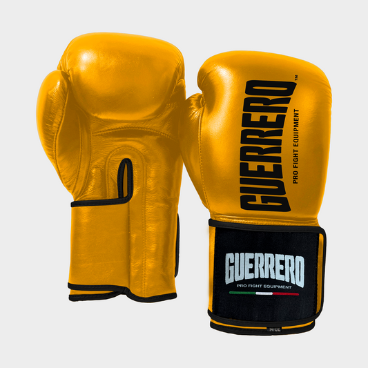 Guantoni da Boxe in Vera Pelle PRO Fight 2 Oro Guerrero™