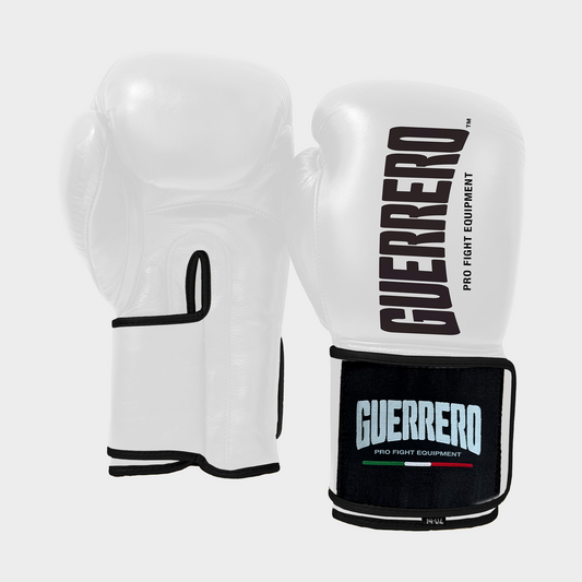 Guantoni da Boxe in Vera Pelle PRO Fight 2 Bianchi Guerrero™