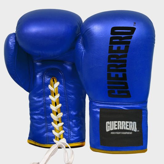 Guantoni da Boxe in Vera Pelle Titan Lace Blu | Guerrero™