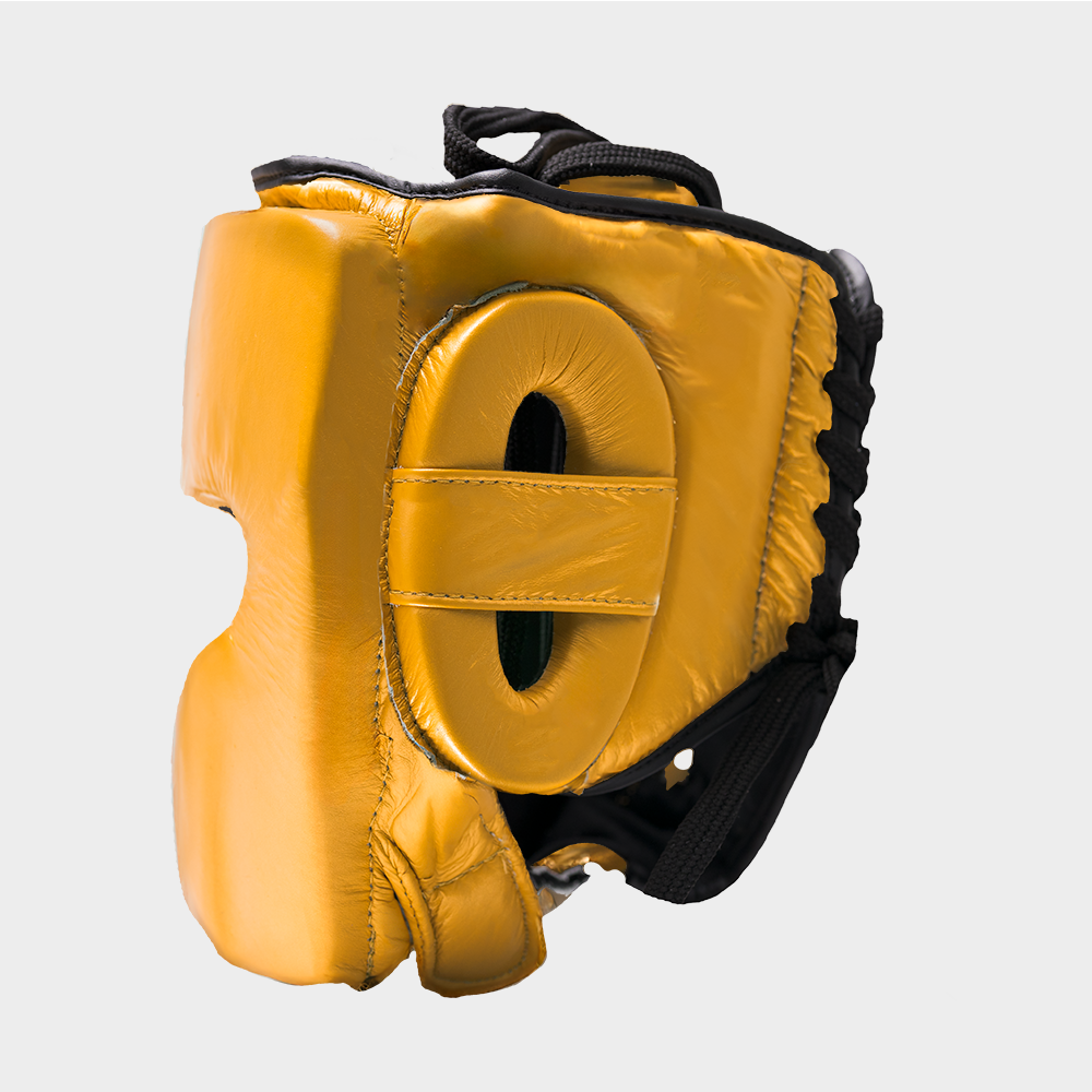 Casque de boxe Full Guard Gold en cuir véritable | Guerrero™