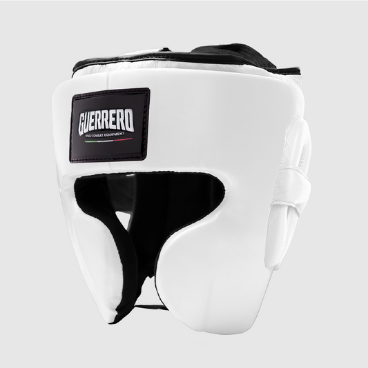 Caschetto da Boxe Full Guard Bianco In Vera Pelle | Guerrero™