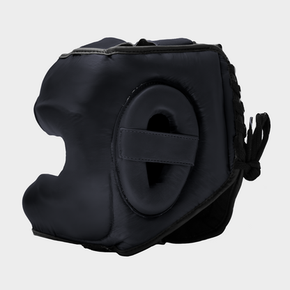 Caschetto da Boxe Face Shield Nero In Vera Pelle | Guerrero™