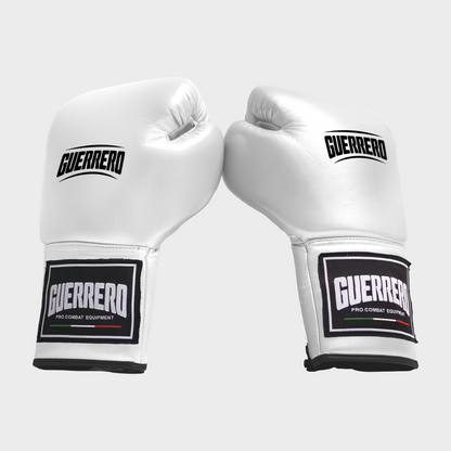 Guantoni da Boxe Iron Impact Bianchi In Vera Pelle | Guerrero™