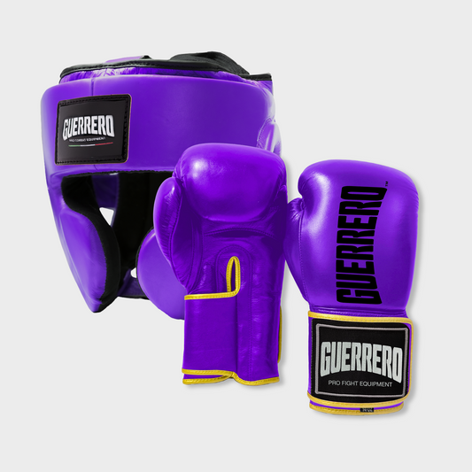 Guantoni Titan Più Caschetto Full Guard Viola in vera pelle | Guerrero