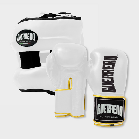 Guantoni Titan Più Caschetto Face Shield Bianco in vera pelle | Guerrero