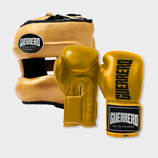 Guantoni Titan Più Caschetto Max Vision Oro in vera pelle | Guerrero