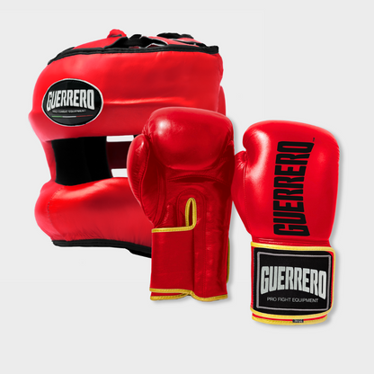 Guantoni Titan Più Caschetto Max Vision Rosso in vera pelle | Guerrero