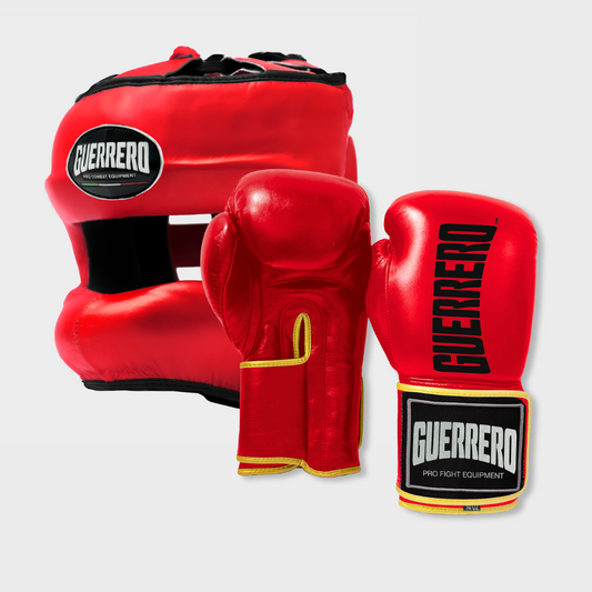 Guantoni Titan Più Caschetto Max Vision Rosso in vera pelle | Guerrero