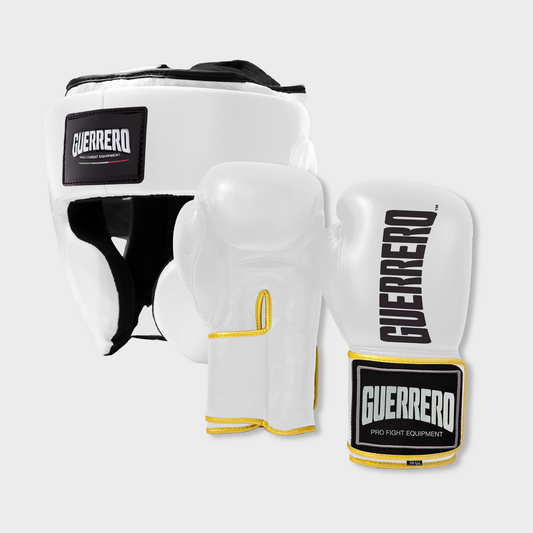 Guantoni Titan Più Caschetto Full Guard Bianco in vera pelle | Guerrero