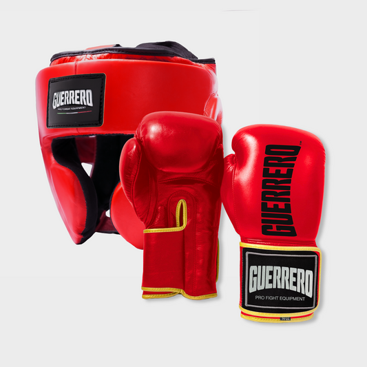 Guantoni Titan Più Caschetto Full Guard Rossi in vera pelle | Guerrero