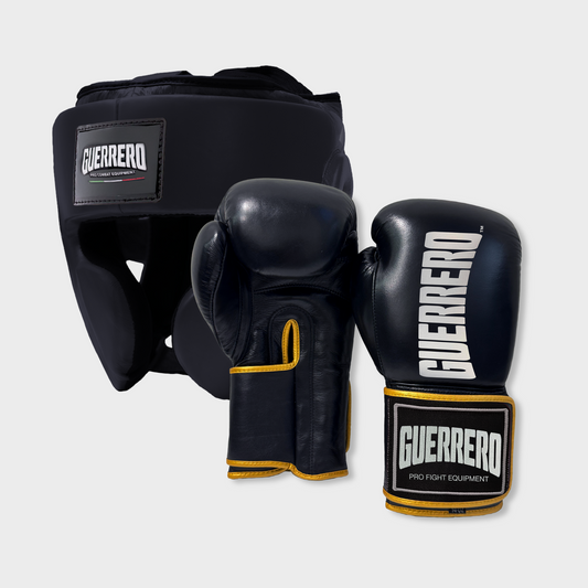 Guantoni Titan Più Caschetto Full Guard Nero in vera pelle | Guerrero