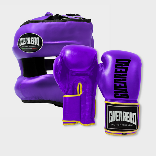 Guantoni Titan Più Caschetto Max Vision Viola in vera pelle | Guerrero