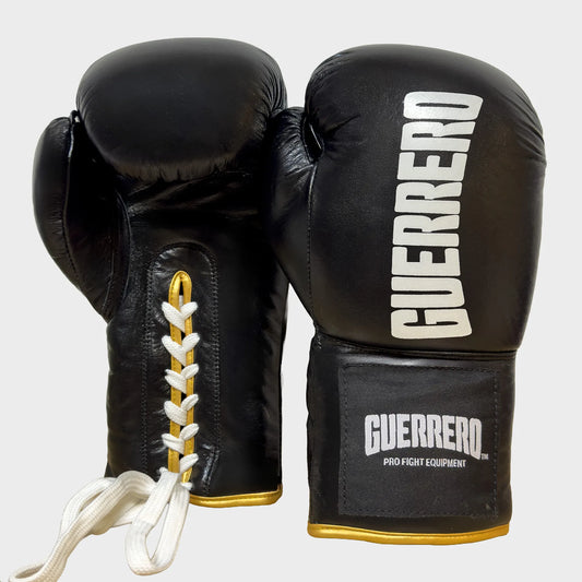 Guantoni da Boxe in Vera Pelle Titan Lace Neri | Guerrero™