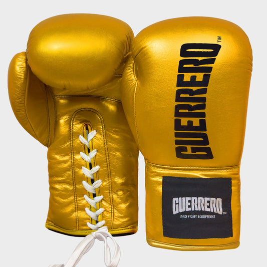 Guantoni da Boxe in Vera Pelle Titan Lace Oro | Guerrero™