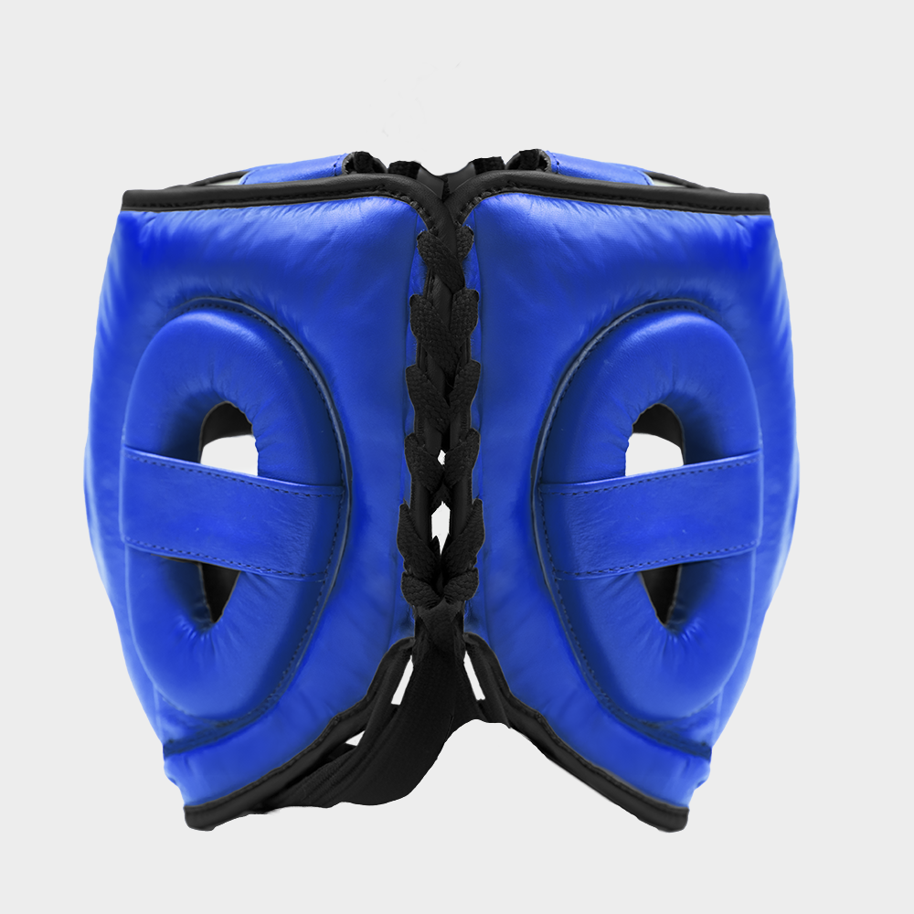 Caschetto da Boxe Full Guard Blu In Vera Pelle | Guerrero™