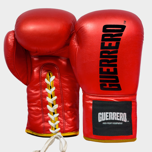 Guantoni da Boxe in Vera Pelle Titan Lace Rossi | Guerrero™