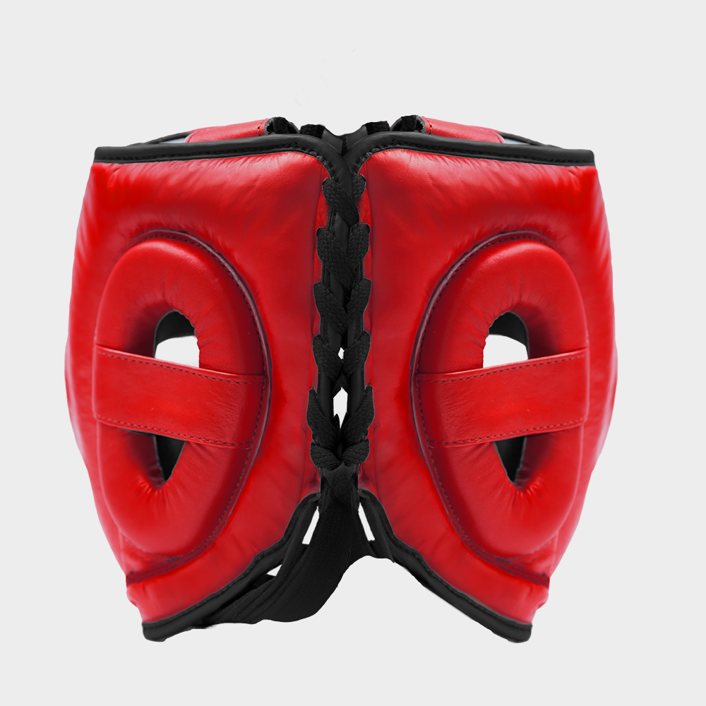 Caschetto da Boxe Full Guard Rosso In Vera Pelle | Guerrero™
