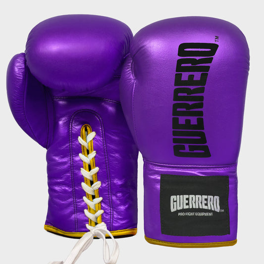 Guantoni da Boxe in Vera Pelle Titan Lace Viola | Guerrero™