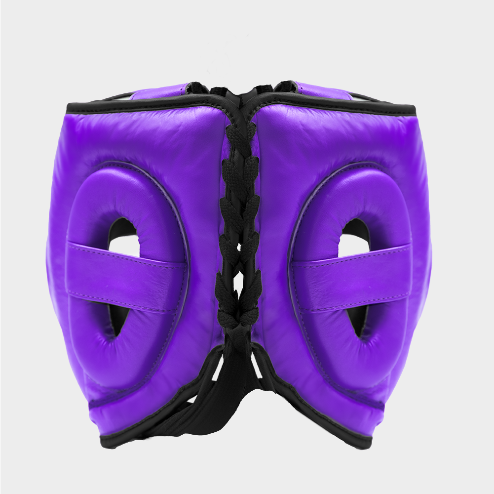 Casque de boxe Full Guard en cuir véritable violet | Guerrero™